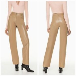Aritzia Wilfred Melina tan faux leather straight leg pants size 8